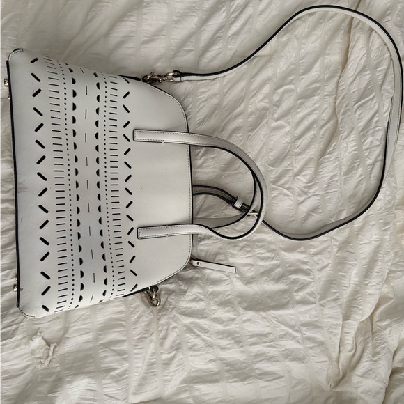 kate spade White Perforated Dome Satchel with Black Trim - Picture 5 of 8